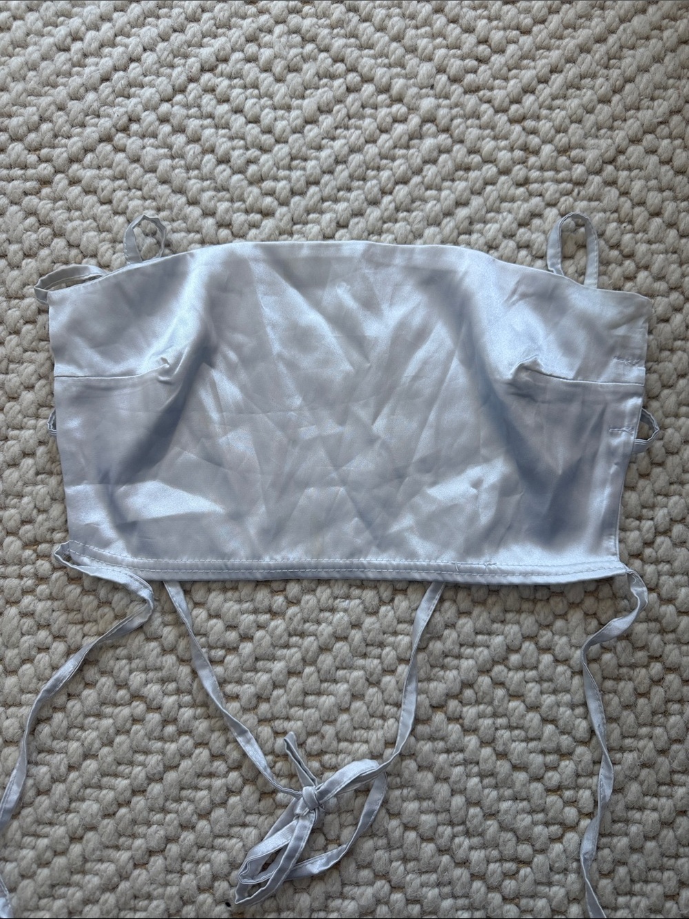 Nasty Gal White Satin Bandeau Crop Top